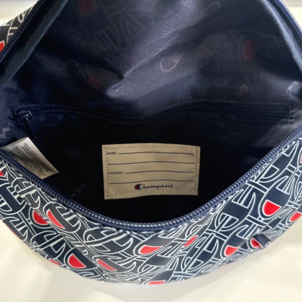 Champion Fanny Pack Waist Bag Zippered Storage Crossbody Red White Blue‎